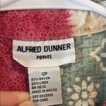 Alfred Dunner Petite 12P Colorful Patchwork Short Sleeve linen blend Shirt Photo 1