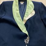 Midnight Velvet Women's Size 20W Blazer Navy Blue Lime Green Photo 2