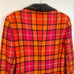 Vintage Mondi Womens M Pink Orange Plaid 100% Wool Power Blazer Preppy Retro Size M Photo 12