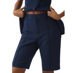 Anthropologie MAEVE Slim Long Pleated Shorts Navy Size 8 NEW Photo 8