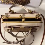 Coach  Brown Canvas White Leather Kiss lock dreamer 21 Shoulder Crossbody Bag Photo 3