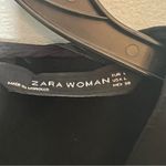 ZARA  Black Sleeveless Zipper Peplum Top V Neck Fitted Zip Detail Size Large Photo 4