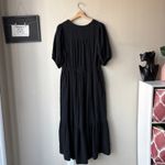 Xirena Dress Lennox Black Gauze Button Front Short Sleeve Tiered Midi Dress Sz M Size M Photo 7