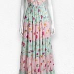 Raga Pink Mint Floral Tiered Maxi Dress Boho Festival Smocked Back Size XS NWT Photo 0