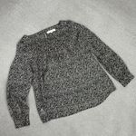 Loft Ann Taylor  Printed Pullover Blouse Cream Black Medium Long Sleeve Photo 11