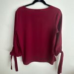 SheIn  Blouse V-Neck 3/4 Sleeve‎ Tie-Cuff Burgundy Top Size S Photo 6