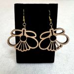 Handmade Wooden Flower Cutout Dangle Earrings Photo 1
