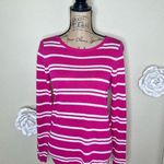 Vineyard Vines Bright Pink & White Striped Lightweight Sweater Size Small Photo 0
