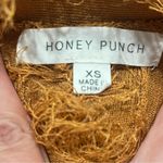 Honey Punch  Mustard Yellow Split Back Fringe Trimmed 3/4 Sleeve Blouse Size XS Photo 5