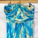 Carmen Marc Valvo  Blue Watercolor Chiffon Layered A-Line Formal Gown 10 Photo 2