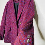 Diane Von Furstenberg  Red Printed Wool Blend Blazer Coat Size 6 Photo 6