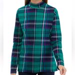 kim rogers  size medium emerald holiday plaid mockneck longsleeve green plaid NWT Photo 1