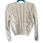 Carven Cream Cable Knit Fisherman Pom Pom Wool Blend Sweater Size XS Photo 2