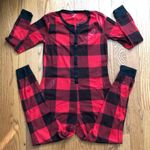Old Navy Onesie Red and Black Plaid Front Button Closure Pajamas Women’s Size L Photo 9
