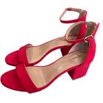 Merona Red suede ankle strap block heel sandal Size 6.5 Photo 9