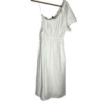 J.Crew White Smocked One-Shoulder Dress 100% Cotton Poplin Midi Dress Size Large Photo 1