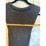 Urban Outfitters  Metallic Knit Cap Sleeve Dress M Sparkle Silver Black Shimmer Photo 4