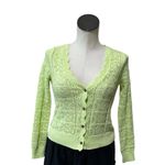 Mango NWT Sito Crochet Cardigan Lime Green Oversized Photo 7