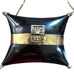 Vintage 30’s antique horn & brass pillow purse Black Photo 1