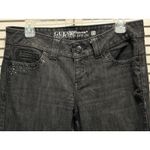 Guess  Daredevil Boot Black Denim‎ Jeans Rhinestones Logo Zip Size 31 Low Rise Photo 1