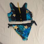 Women size small Wave Life Reversible Bikini LINEN BLOSSOM top and bottom set Black Photo 5