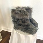NEW Chunky Fuzzy Teddy Gray Black Faux Fur Boots EU 40 US 9 Photo 1