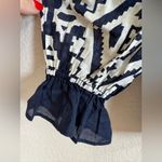 Tory Burch Candice Printed Silk Cotton Blouse in Blue $496 Photo 6