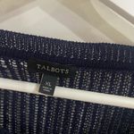 Talbots  100% linen size extra large, navy blue knit see-through blouse long leng Photo 5