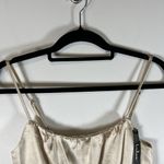 Lulus Lulu’s NWT Beige Satin Tie-Strap Cropped Tank Top‎ Size M Zip Up Back Photo 1