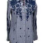 Johnny Was Western heavily embroidered velvet trimmed Miloqui button up shirt Photo 2