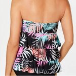 Island Escape Neon Hawaiian Tropical Palm Convertible Tankini Swimsuit Top 8 NEW Black Photo 13