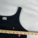 PINK - Victoria's Secret  Black Ribbed Floral Embroidered Crop Tank Top Women's M Photo 5