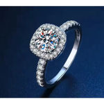 Boutique NEW 2 Ct Pave Halo Round Platinum S925 Diamond Engagement Ring‎ | Sz 7.5 NEW Photo 12