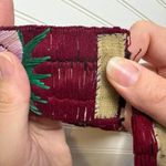 Vintage Floral Embroidered Red Belt Velcro Closure Photo 3