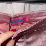 Edikted  Pink Faux Leather Pants Metallic Flared Photo 3