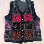 White Stag  Whimsigoth Patchwork Black, Purple, Brown and Red Vest Photo 0