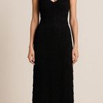 Vintage Inspired Black Fringe Maxi evening Gown With Rhinestone Straps Black Size M Photo 0