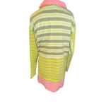 Davi & Dani  Striped Button Down Shirt WM Size Medium Neon Green Pink‎ White Gray Photo 2