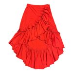 Lulumari Red Overlap Maxi Frill High Low Skirt size medium Photo 1