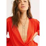 Free People Check On It Faux-Wrap Gauzy Blouse Red/Orange Women’s size XS Photo 15