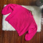 Chunky Knit Neon Pink Sweater Wide Sleeve Boxy Fit Size L Photo 2
