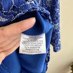 Soiéblu Royal Blue Floral Lace Romper, Formal Lace Onesie, Size Medium Photo 15