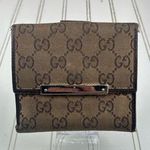 Gucci Vintage GG Supreme Canvas Bifold Wallet with Brown Leather Trim Photo 0