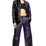 Womens Classics 2.0 Luxe Plush Faux Leather Pants Small RARE Air Jordan Baggy Purple Photo 3