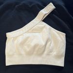 Ivory One Shoulder Ribbed Crop Tank Top Sports Bra Women's Size Medium Photo 1