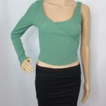 Topshop Green Ribbed One Long Sleeve Tank Crop Top Tee Women’s Size 4 Photo 1