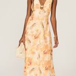 Significant Other Libby Cream Floral Plunge Neck Sleeveless Slip Maxi Dress Sz 8 Orange Photo 0