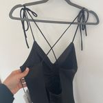 Jason Wu  Black Satin Ruched V Neck Strappy Maxi Dress Sz.S NWT! Photo 5