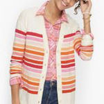 Talbots fun and flirty striped cardigan button front multicolored women's large Photo 0