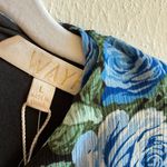 WAYF Dress Blue Floral Print Long Blouson Sleeve Open Back Tiered Midi Sz L NWT Photo 6